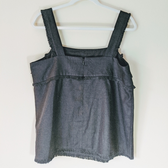 Loft black linen fringe tank - Picture 2 of 3